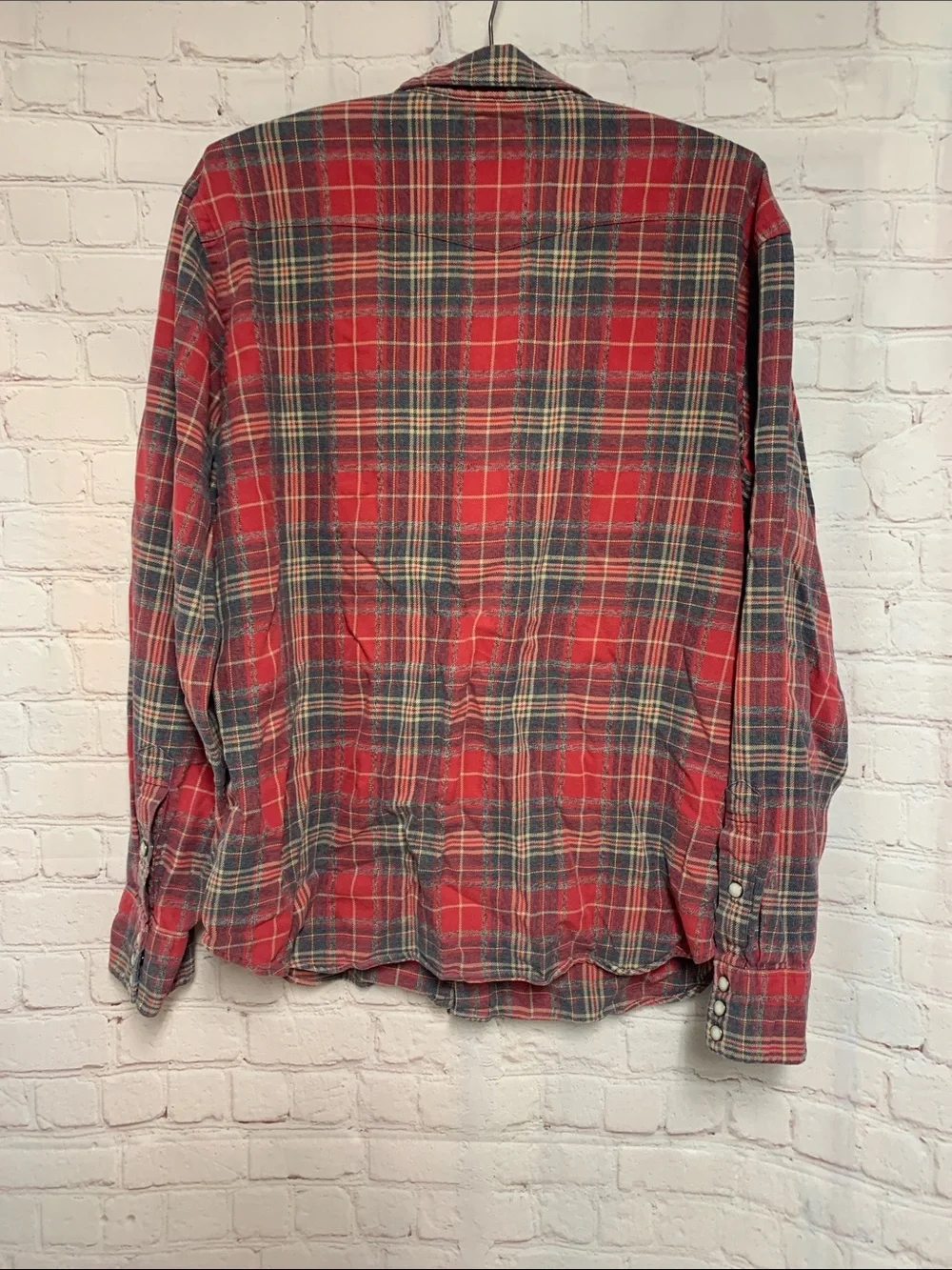 Vintage Polo by Ralph Lauren Red Flannel Plaid Western Pearl Snap Shirt Size L